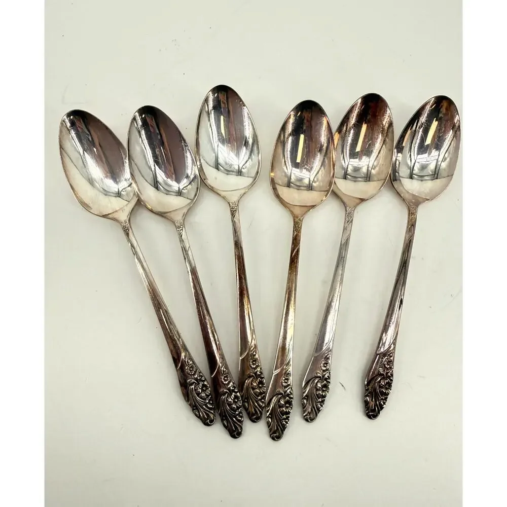 Oneida Community Evening Star Tablespoons Silverplate 1950s Vintage Lot of 6